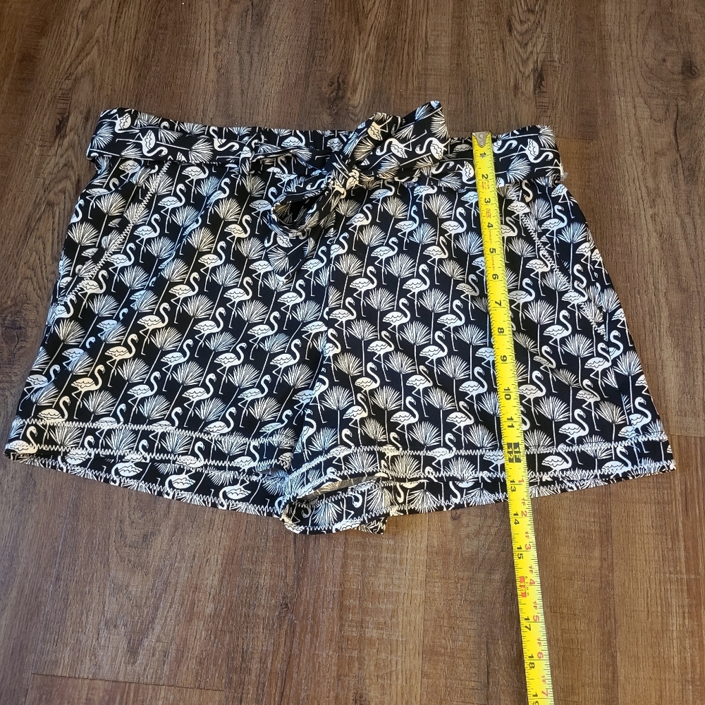 LOFT Flamingo Shorts Tie Waist Black and White - Picture 9 of 11